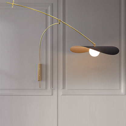 Carins Modern Vägglampa, Båge, Metall/Glas, Svart/Guld, Sovrum