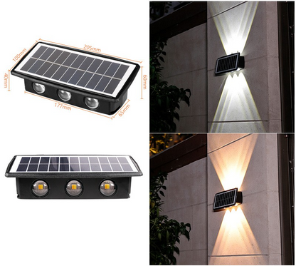 Solpanel LED utomhusvägglampa med upp- och ned-effekt – Modern vägbelysning för trädgård och terrass