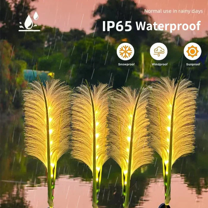 Dekorativ Rattan Trädgårdsbelysning – Solarlampa i gräsdesign för utomhusbruk