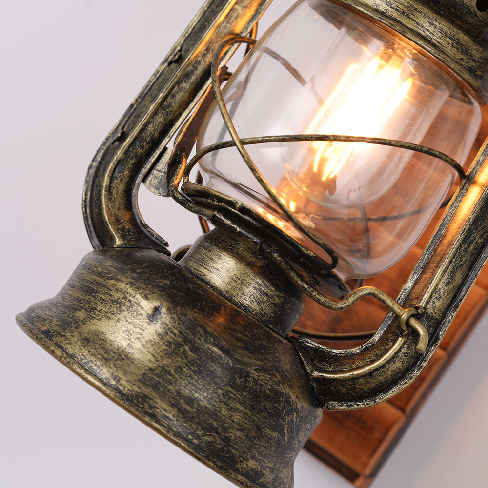 Alpine Retro Vägglampa, Brun, Vardagsrum, Metall Trä