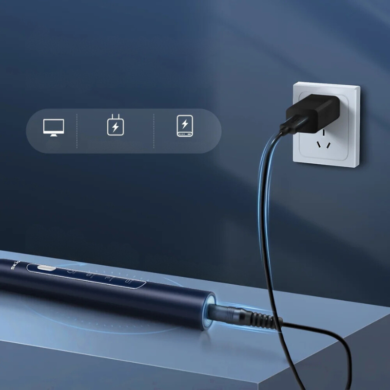 Carvallo Tandborste Dentexa Pulse | 30.000 svängningar | 3 rengöringslägen & 2-minuters timer | Inkl. 7 borsthuvuden | 30 dagar batteri