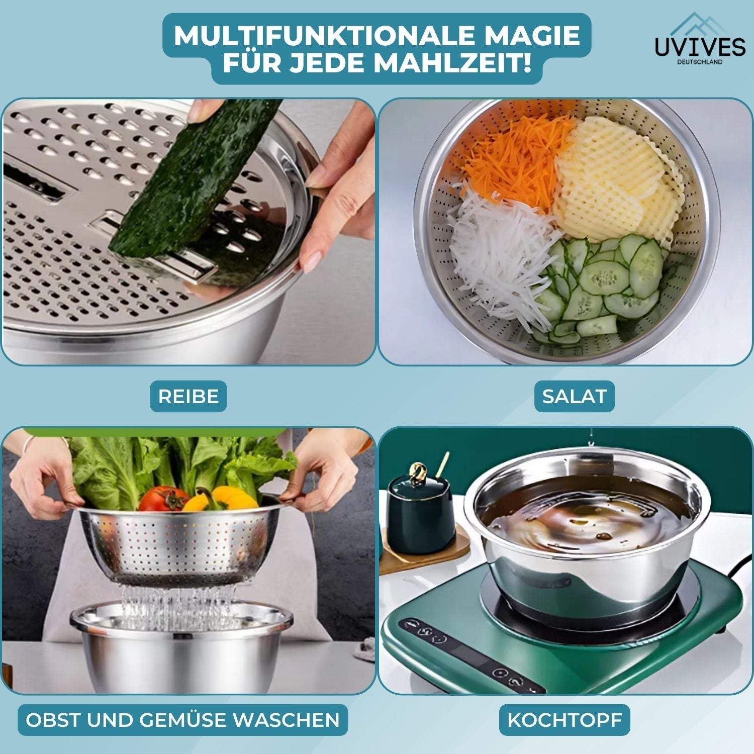 Carvallo - 6-i-1-bassäng i rostfritt stål