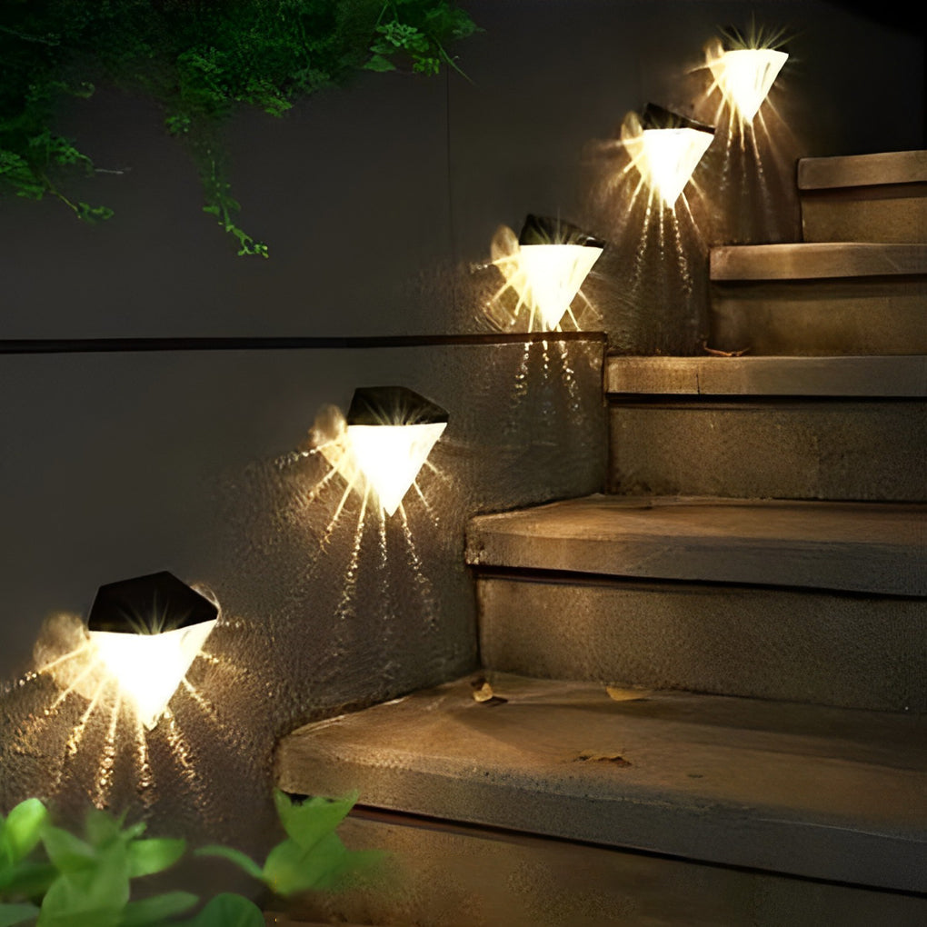 2 Stuks Geometrisk LED Vattentät Svart Solvägglampa