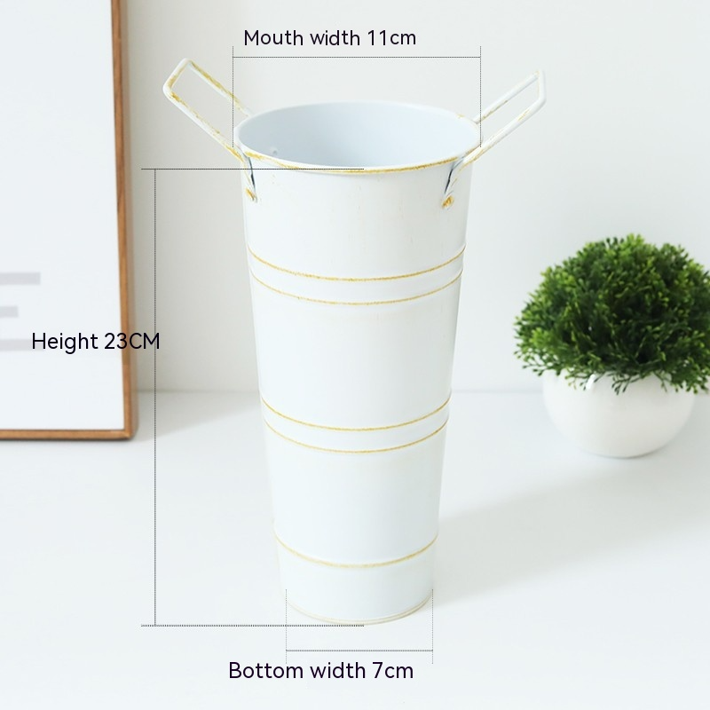 Retro Eisen-Blomkruka med handtag – Dekorativ metallblomkruka för hemmet