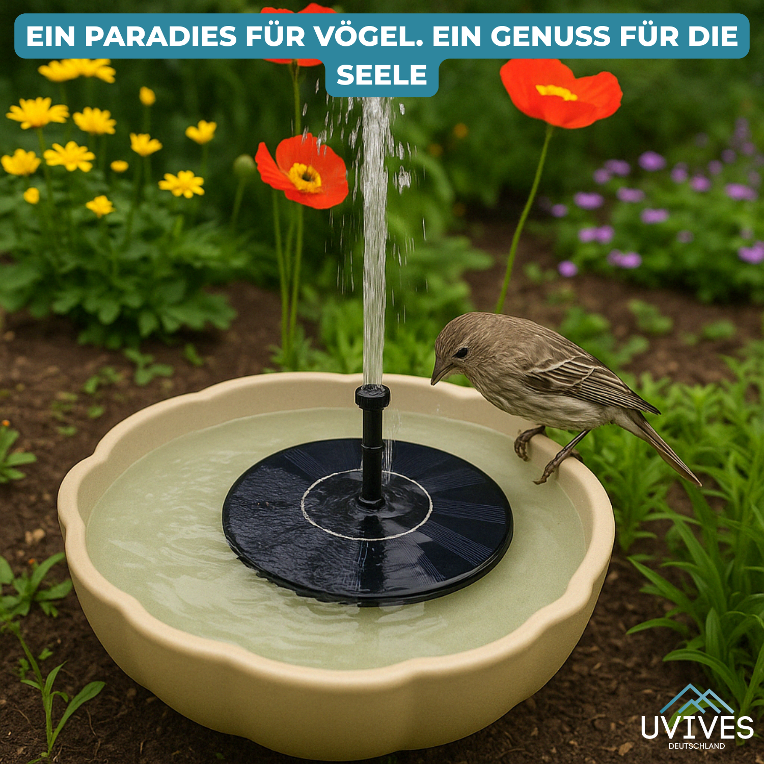 AquaBloom™ – Solart fontän för lugn och elegans i trädgården