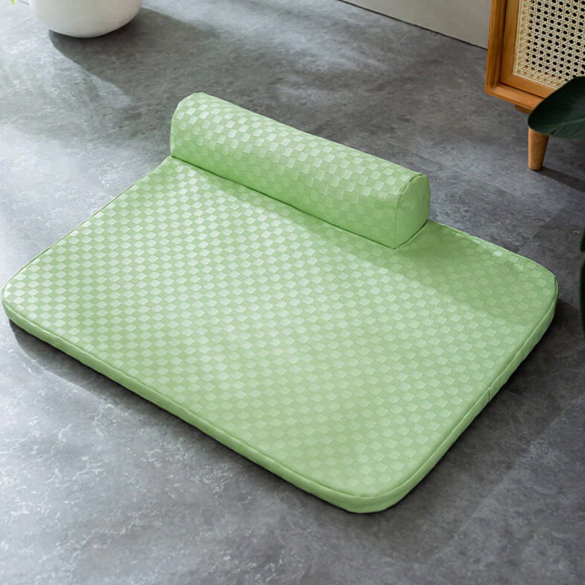 Rutig läder husdjur säng ortopedisk repa beständig tvättbar