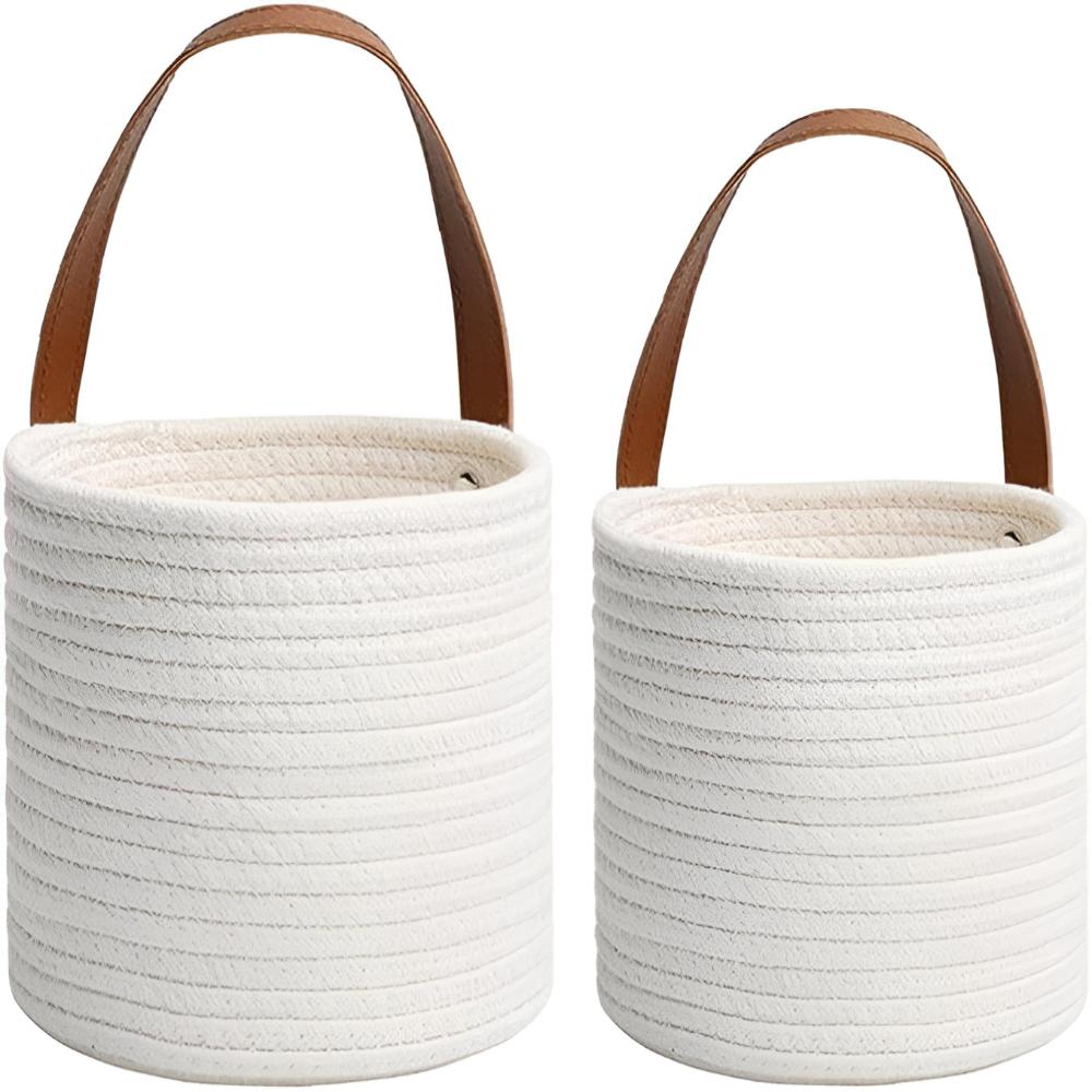 Vävd bomullsrep hängande korg | 2-pack