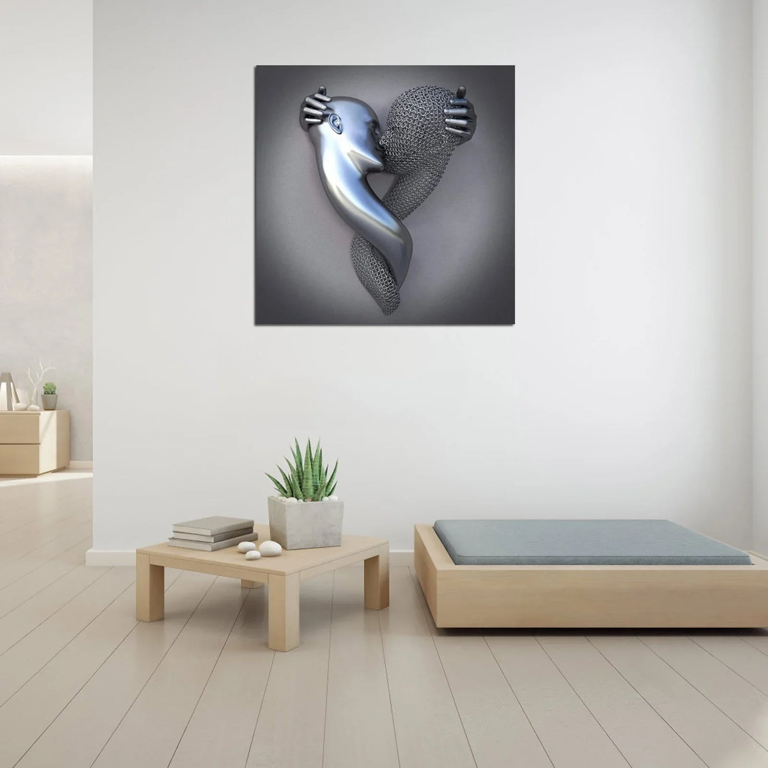 Kärleks-Canvas med Elegant Metallfigur i Modernt Design