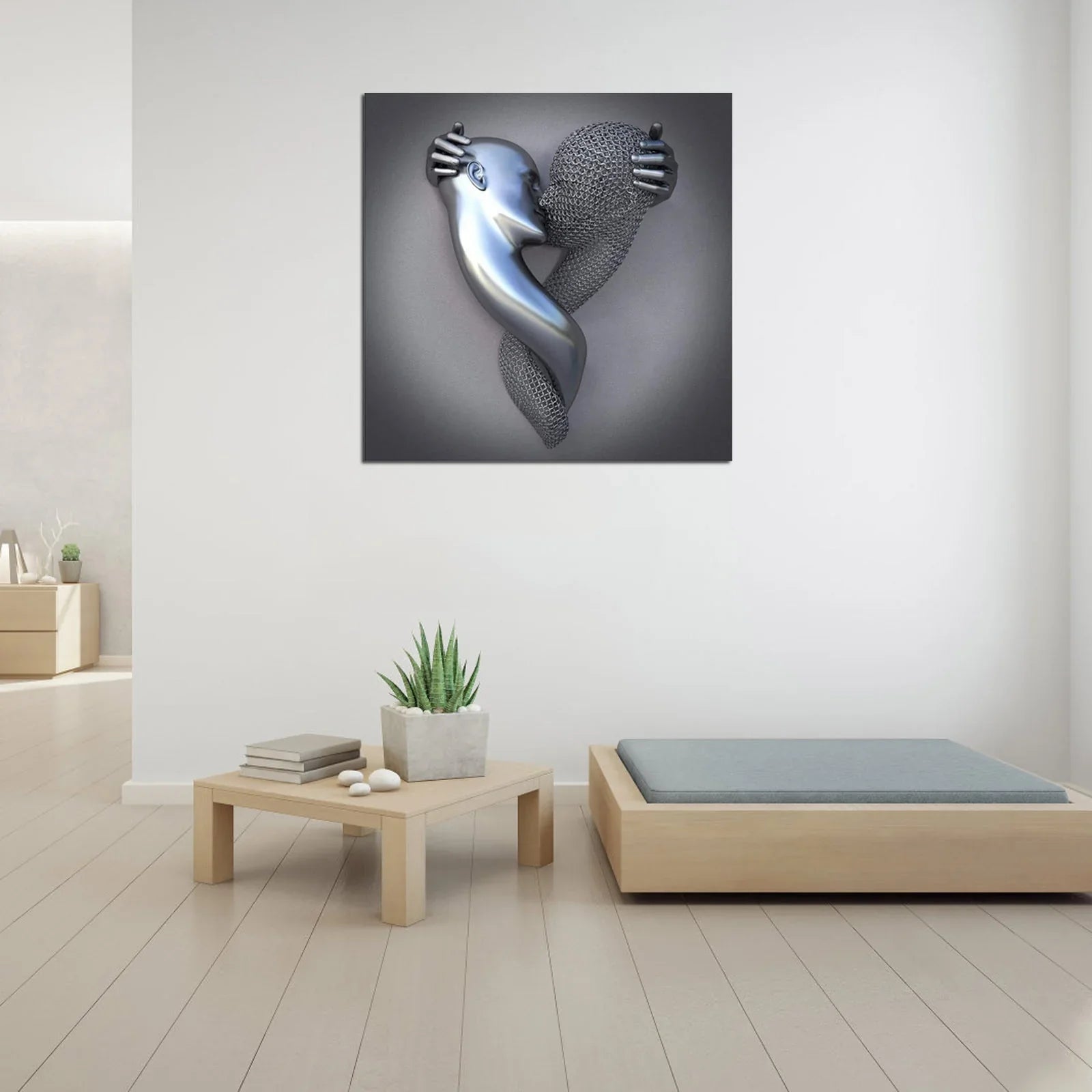Kärleks-Canvas med Elegant Metallfigur i Modernt Design