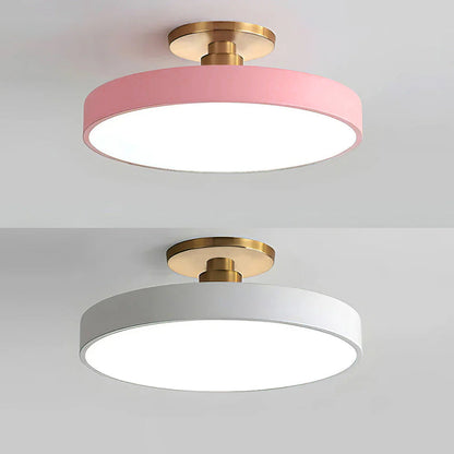 Flush Round Taklampa | Modern LED Armatur | Mjuk Glow | Metall &amp; Akryl