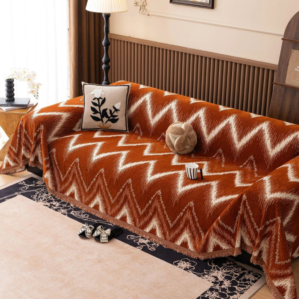 Ockra Streak Texturerat Sofföverdrag