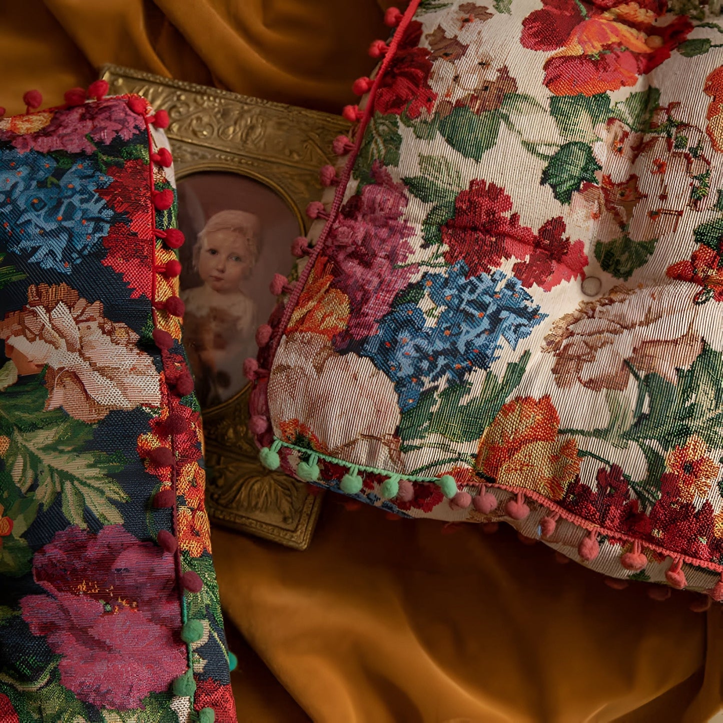 Retro Blommig Bohemisk Pälskudde