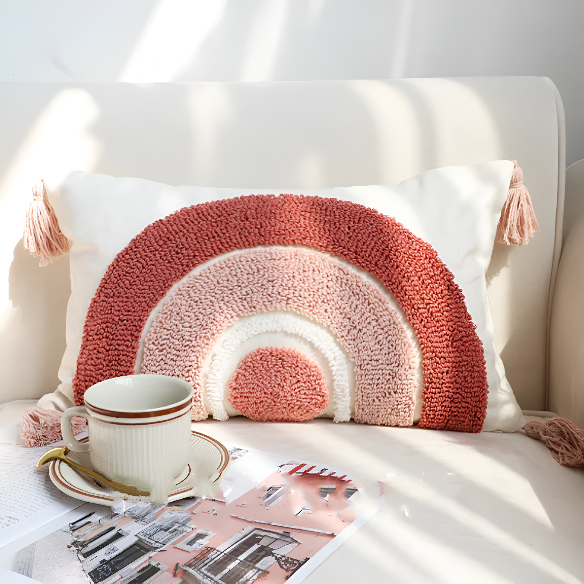 Färgad Broderad Boho Kuddeöverdrag