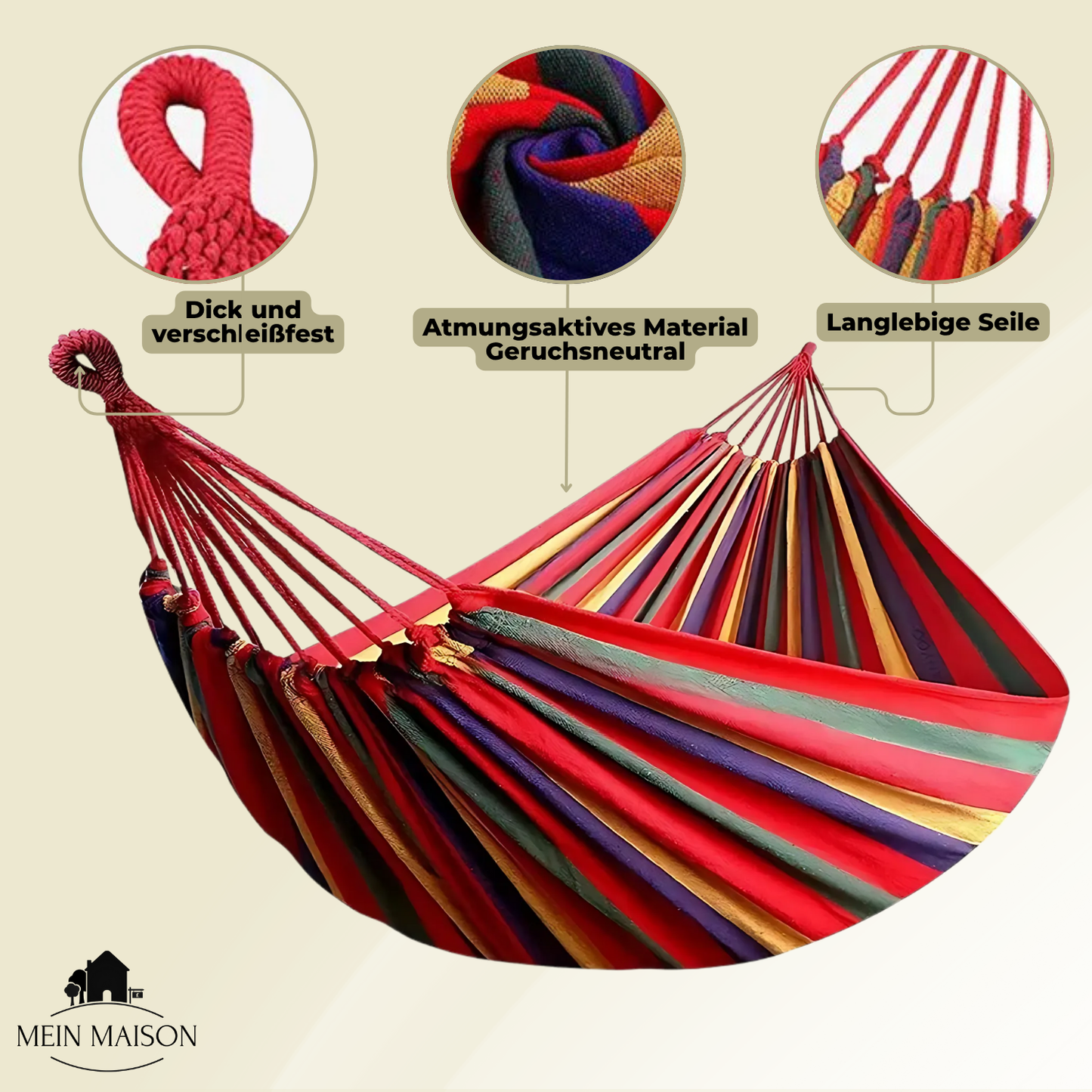 Carvallo Hängematta | Robust Canvas | Anti-glid-design | Bärförmåga 200 kg