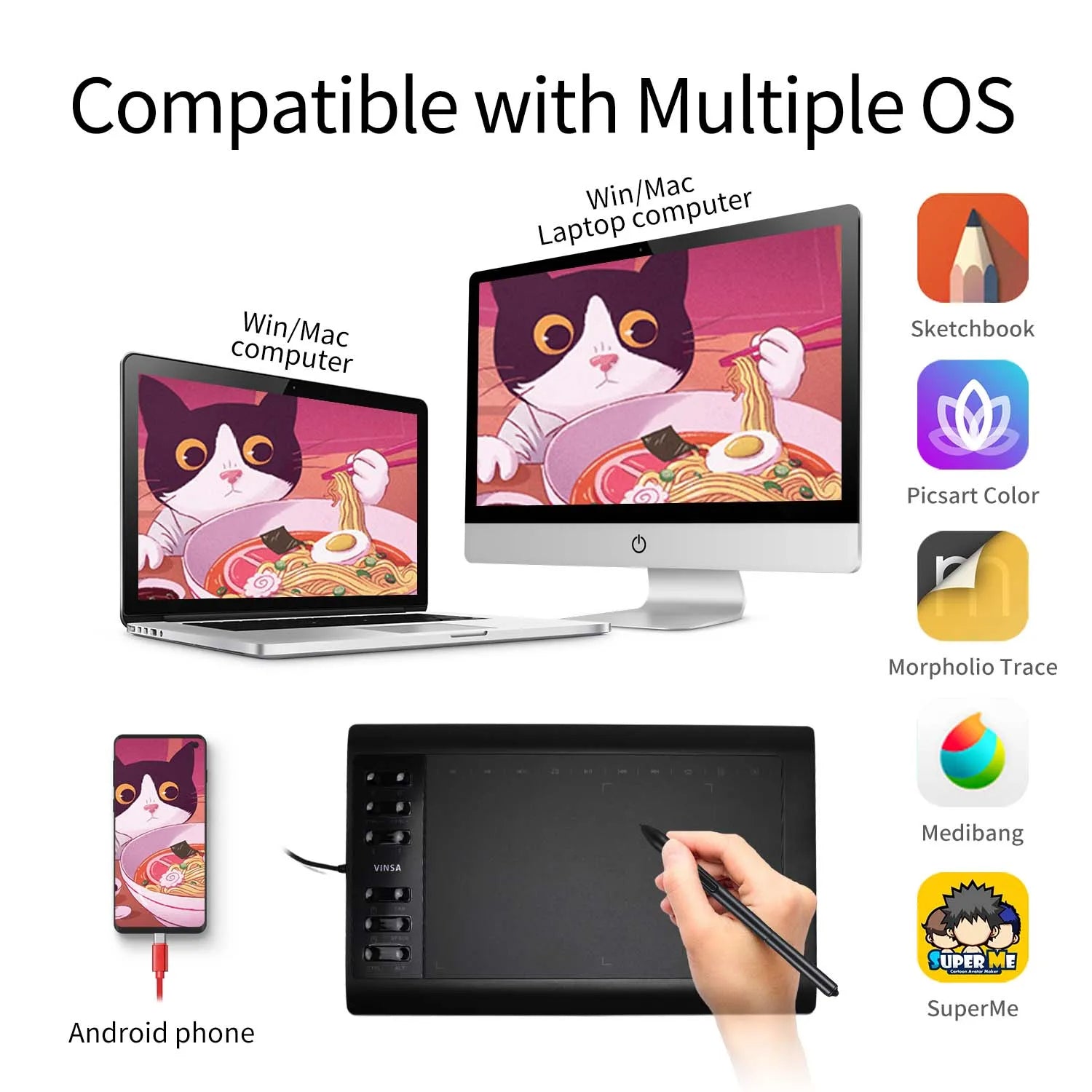 Stort digitalt ritkonsttablett skissblock med penna