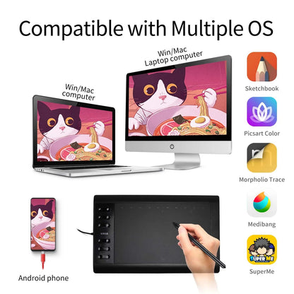 Stort digitalt ritkonsttablett skissblock med penna