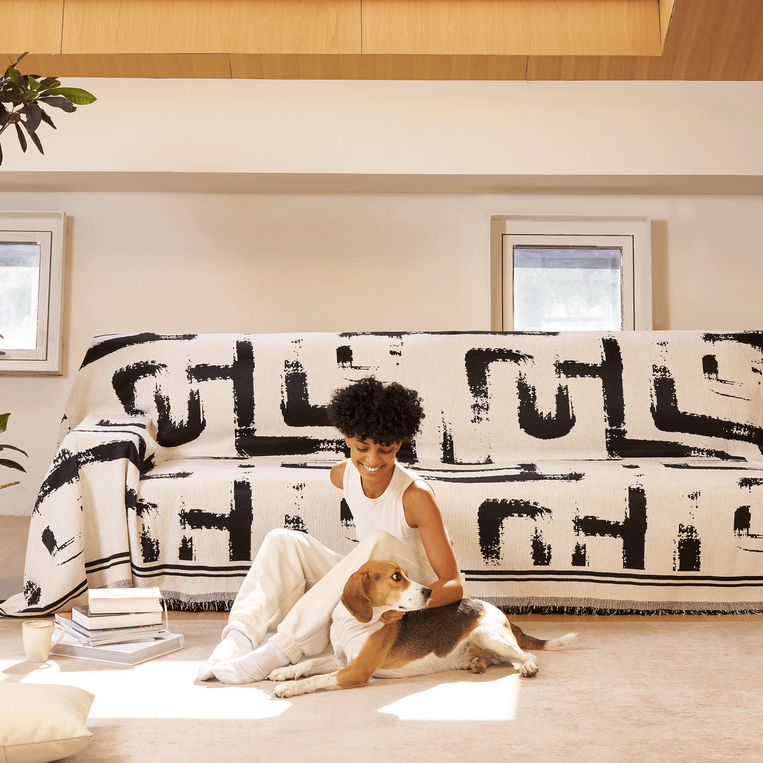 Monokrom Chic Sofföverdrag - Modernt, Stiligt &amp; Hållbart Soffskydd