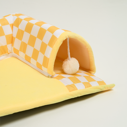 Plaid Purr Retreat Tunnel – Mysig, Interaktiv och Lätt att Rengöra