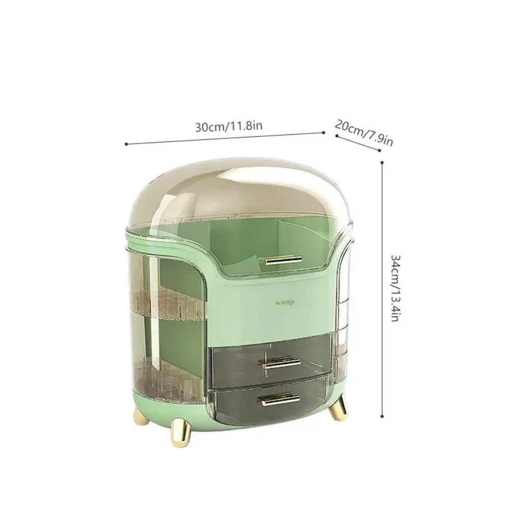 Transparent Desktop Makeup Organizer – Stort kapacitet dammavvisande smycke- och kosmetikaförvaringslåda