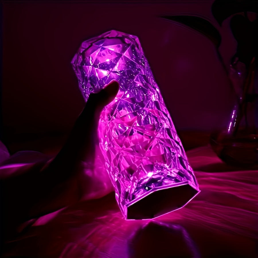 CrystalBloom - Justerbar RGB Bordslampa med USB-uppladdningsbart litiumbatteri och blommönster