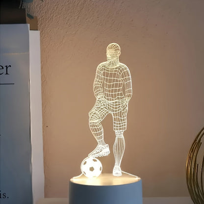SportGlow - 3D Fotbollsspelare Illusion LED Bordslampa med Akrylskydd