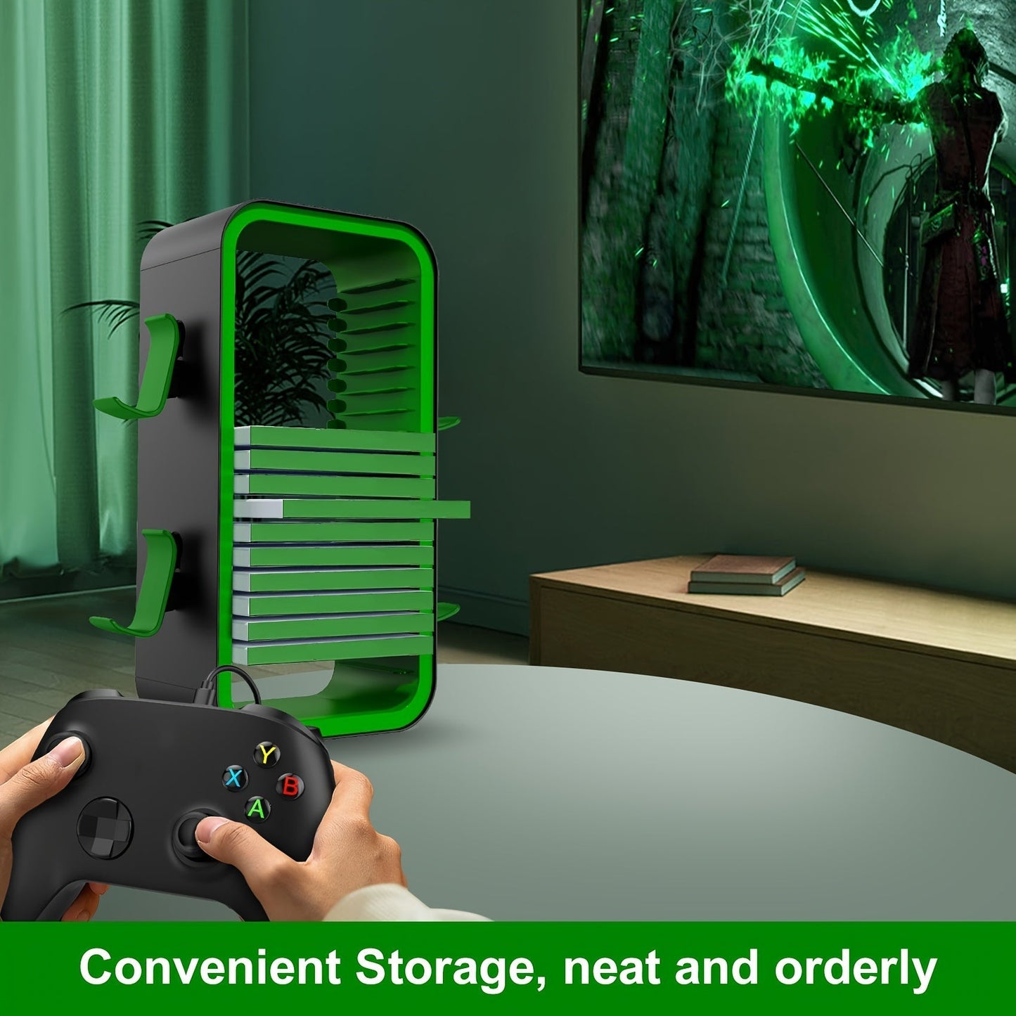 Universal Game Disc Storage Holder och Controller Display Stand – För PS5, PS4, Switch och Xbox