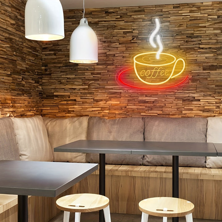 LED-Neon Kaffekoppar Väggljus