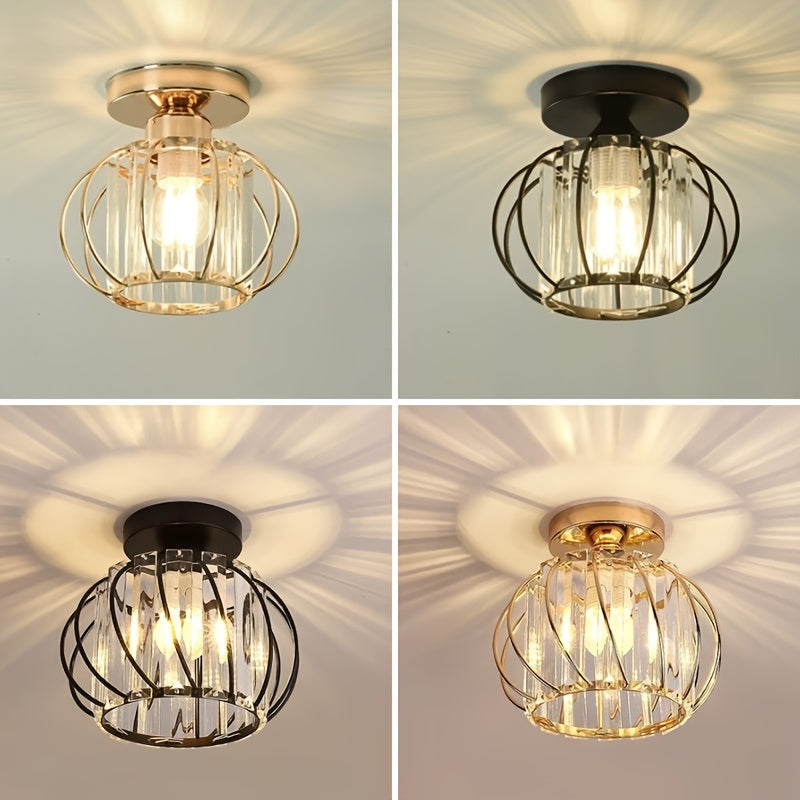 CrystalGlow - Lyxig Kristall Taklampa, Svart Guld