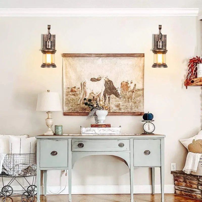 Vägglampa vintage metall industri sconce