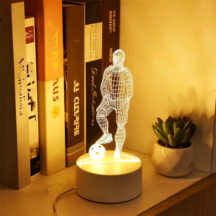 SportGlow - 3D Fotbollsspelare Illusion LED Bordslampa med Akrylskydd