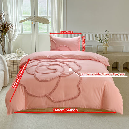 Tufted Sängkläder Set – Sängöverkast och Kuddeöverdrag med Stort Blommönster