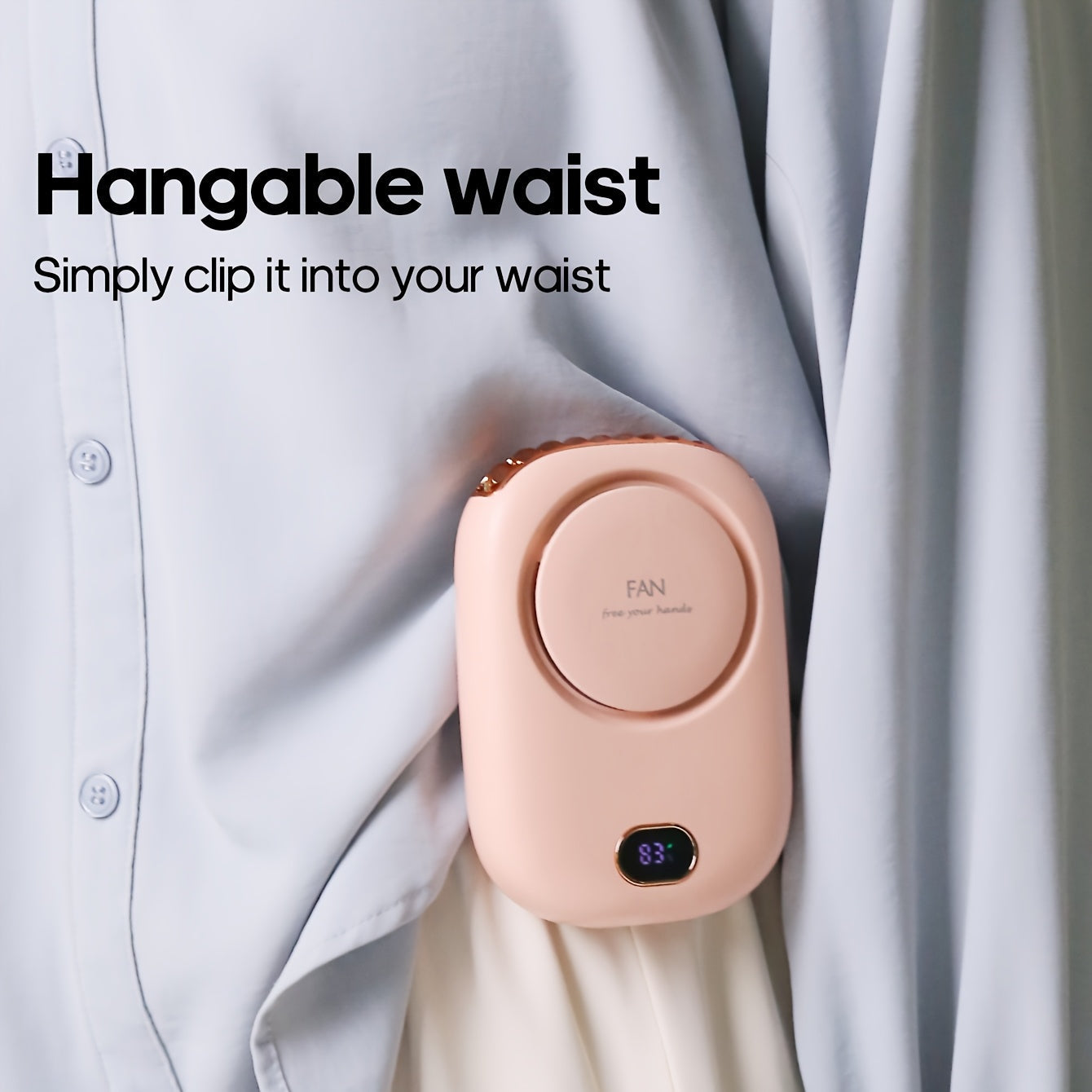 Carvallo Nackventilator BreezyLoop | USB-laddning | 3 hastigheter | 2000 mAh batteri | Handsfree-kylning