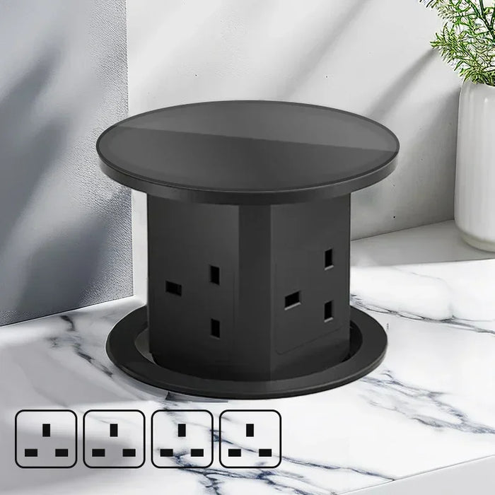 Automatisk Pop-Up Skrivbordsuttagstorn – Dold Strömkälla med USB-C, Trådlös Laddning &amp; Globalt Pluggsupport