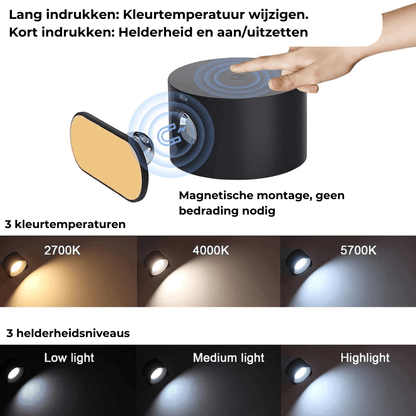 FlexiBeam - Trådlös uppladdningsbar 360° vägglampa