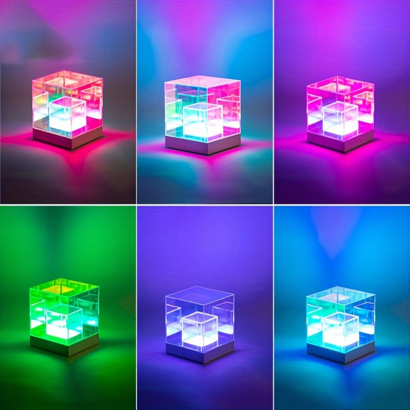 LumiSky - Drömmande Stjärnhimmel Bordslampa med Justerbart Ljus och Geometrisk Design
