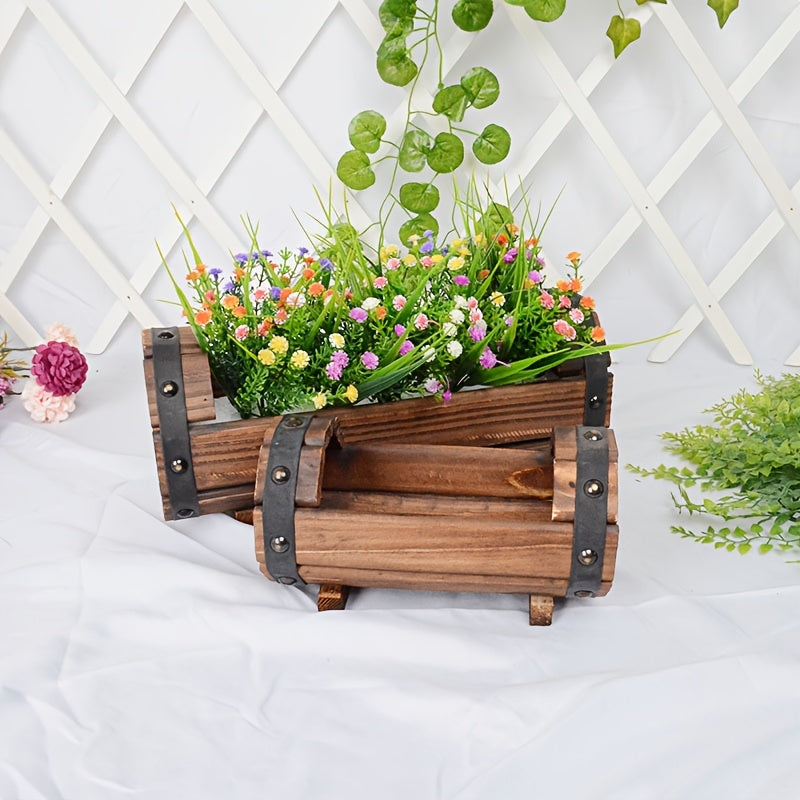 Vintage Träplanteringsset – Robust Ögonfångare för Inomhus och Utomhus