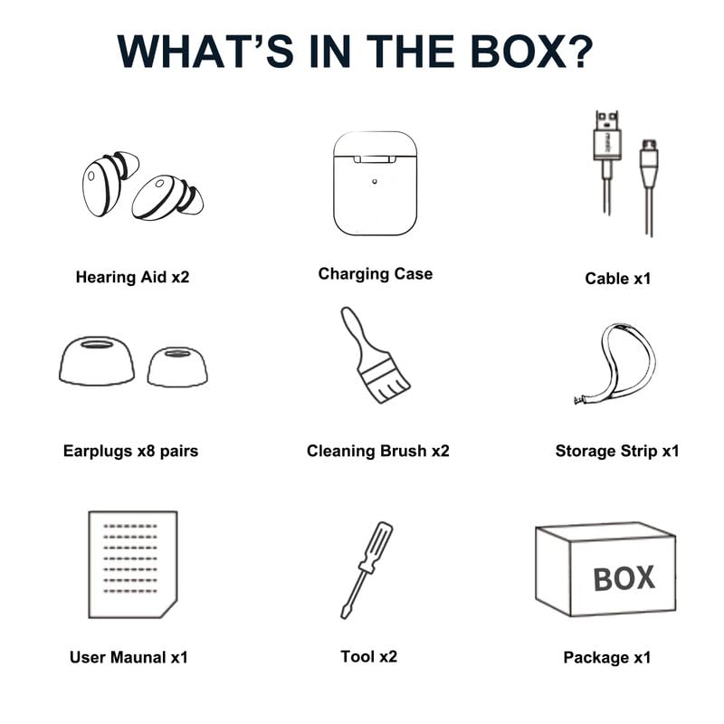 Osynliga Laddningsbara Hörsel förstärkare med Trådlös Laddningslåda