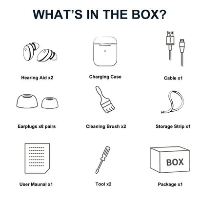 Osynliga Laddningsbara Hörsel förstärkare med Trådlös Laddningslåda