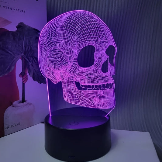 SkullGlow - 3D LED Schedelformad Bordslampa med USB-Strömförsörjning