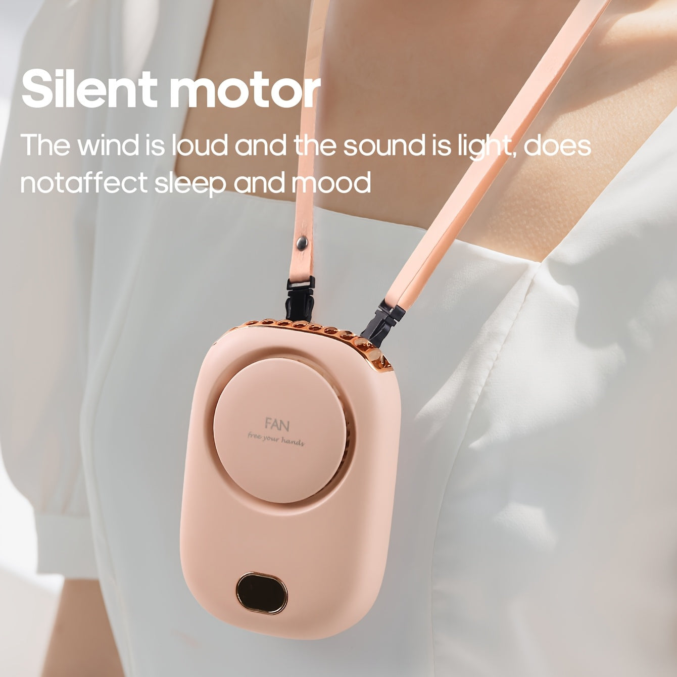 Carvallo Nackventilator BreezyLoop | USB-laddning | 3 hastigheter | 2000 mAh batteri | Handsfree-kylning