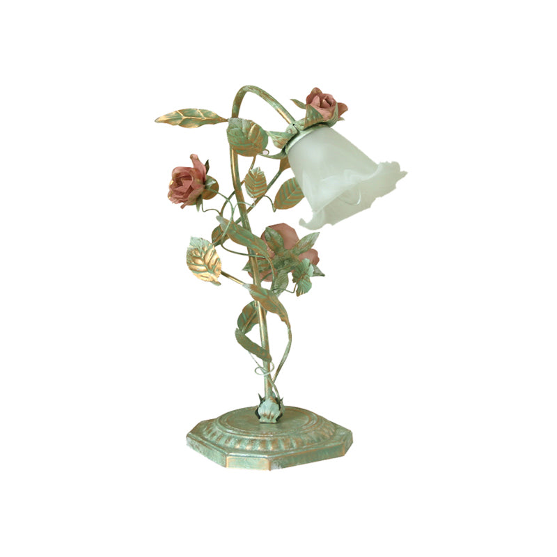 Gröna Blomman Bordsampa - Shabby Chic Sovrumsbelysning