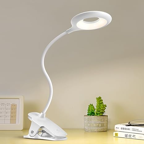 Uppladdningsbar LED-bordslampa med klipp – Justerbar skrivbordslampa för hemmakontor och studier