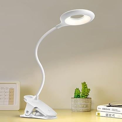 Uppladdningsbar LED-bordslampa med klipp – Justerbar skrivbordslampa för hemmakontor och studier