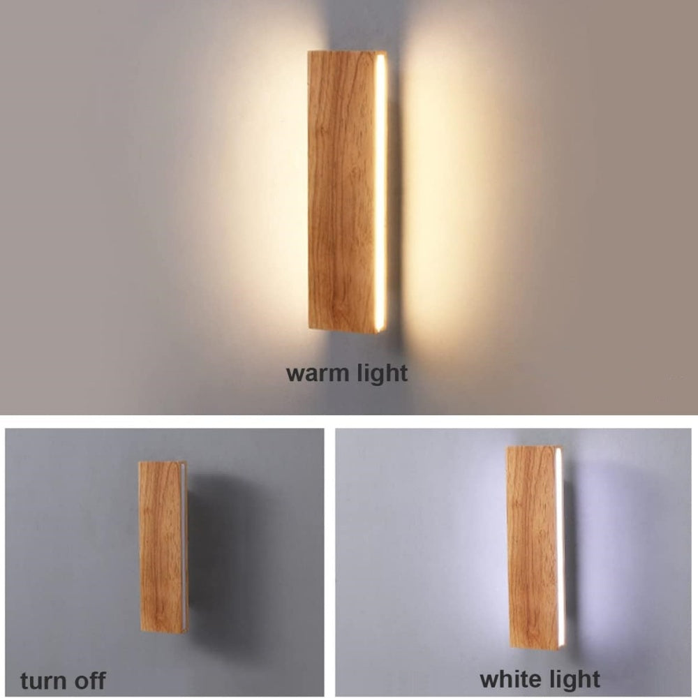 Vägglampa med roterbar trä-LED-design