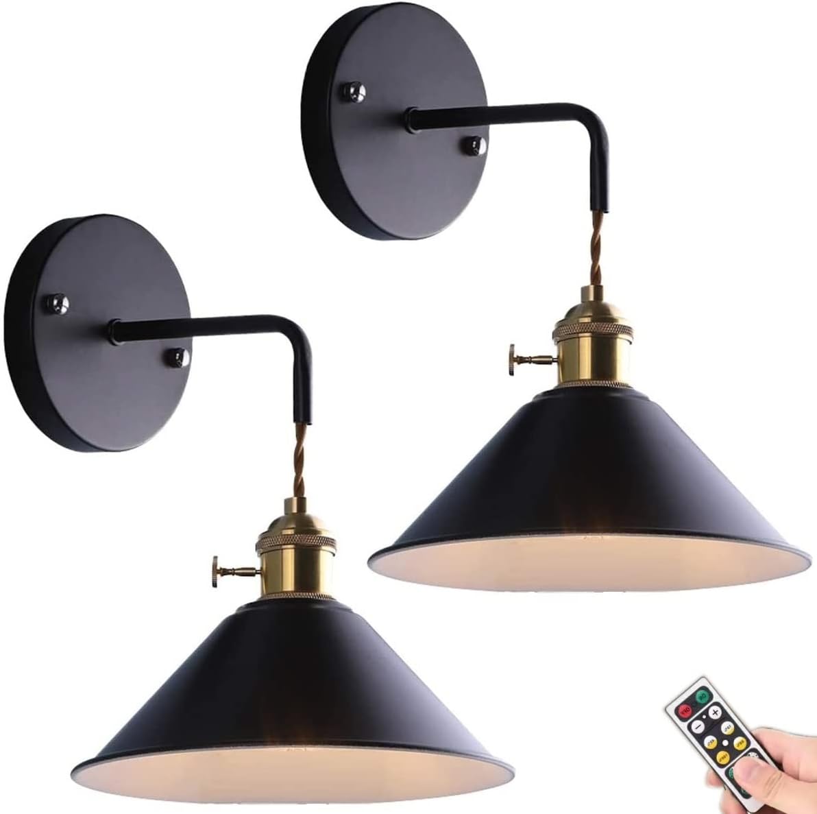 Royallure Trådlös Vägglampa Set om 2 med Fjärrkontroll – Dimmbar RGB Vägglampor med Timer &amp; Minne Funktion