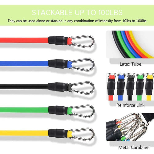 11-delars motståndsband set – Fitness träning &amp; stretchkit
