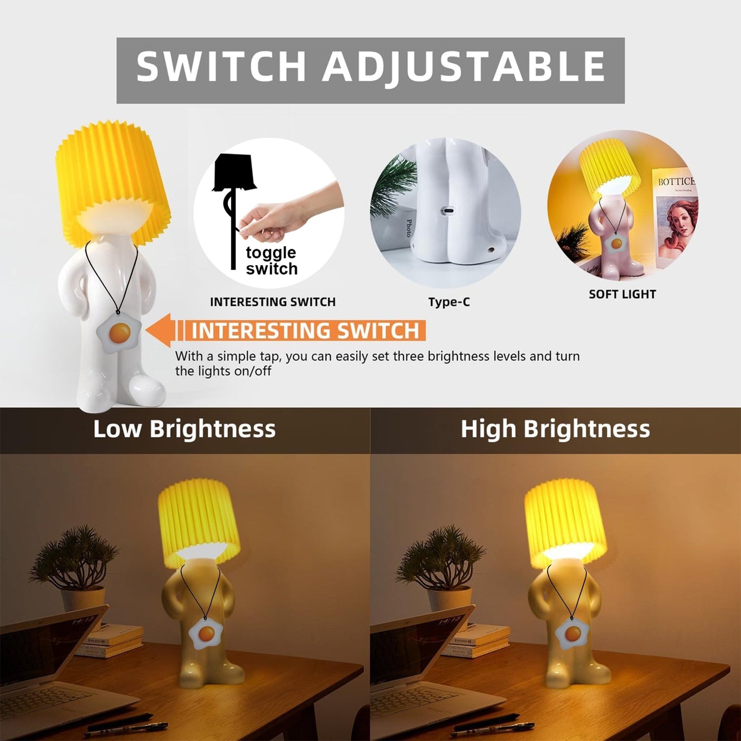 GlowCraft - Dimbar Akryl Bordslampa med LED-belysning och Tryckknappskontroll