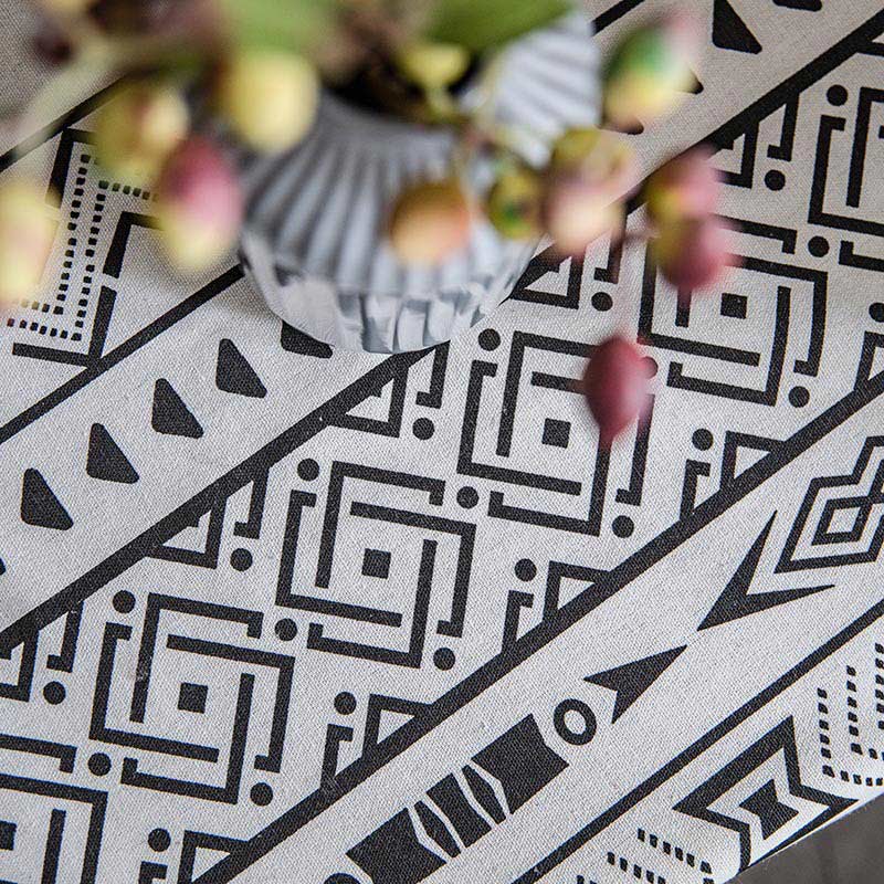 Geometrisk Fringe Gardin Semi Mörkläggande Draperier i Bomullsblandning