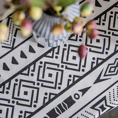 Geometrisk Fringe Gardin Semi Mörkläggande Draperier i Bomullsblandning