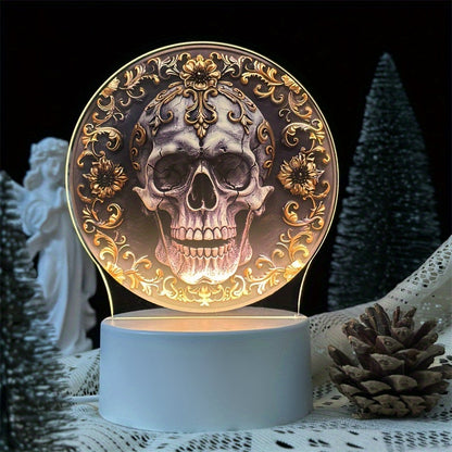 LumiSkull - USB Schedellampa, Färgglad Akryl Bordslampa för Sovrum och Halloween Dekoration